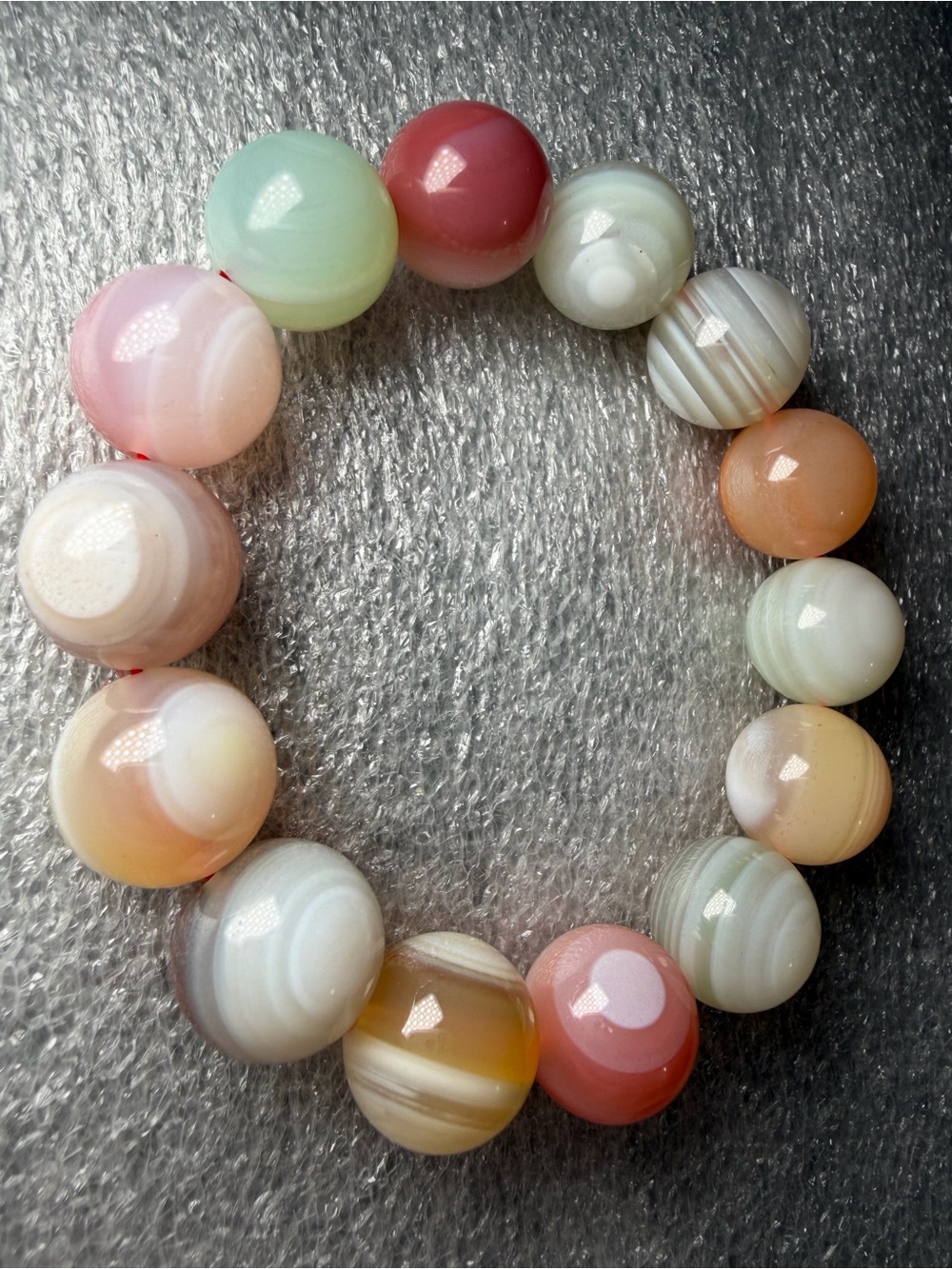Beautiful 15MM Colorful Candy Agate Natural Crystal Bracelet